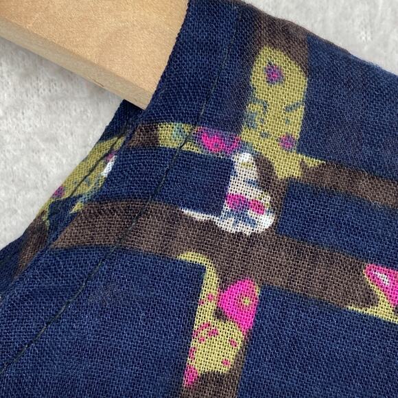 VIRABEL Blouse 3X Plus Peasant Top Check Shirred Split Neck Short Sleeve Blue - Picture 7 of 11